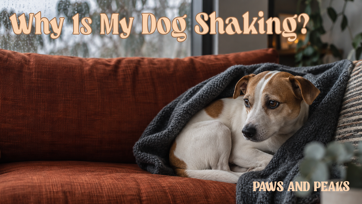 Small white-and-tan dog curled beneath a blanket on a sofa while appearing cold or unsettled.